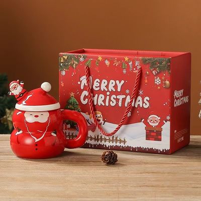 Taza de Navidad de lujo Santa Cerámica con diseño de logotipo personalizado y sin accesorios incluidos