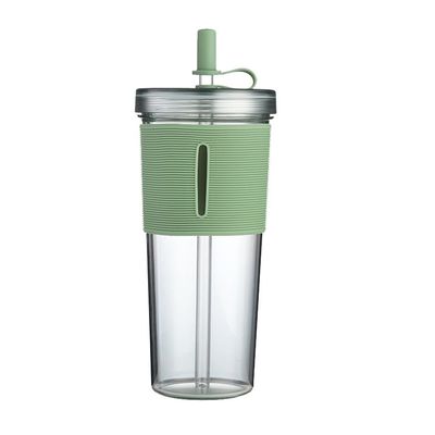 Taza de agua de paja de gran capacidad resistente al calor con cubierta de silicona transparente