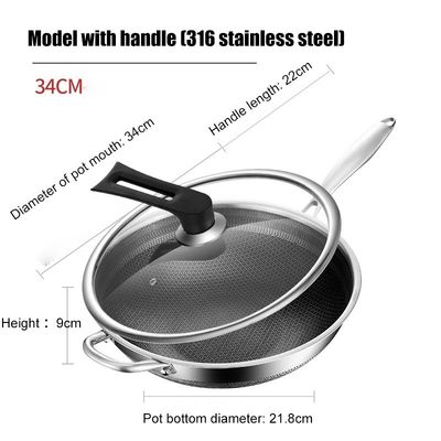 Sostenible 316 de acero inoxidable Wok 32cm 34cm de pantalla de doble cara panal de miel utensilios de cocina