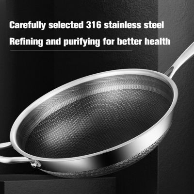 Sostenible 316 de acero inoxidable Wok 32cm 34cm de pantalla de doble cara panal de miel utensilios de cocina