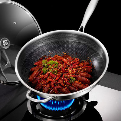 Sostenible 316 de acero inoxidable Wok 32cm 34cm de pantalla de doble cara panal de miel utensilios de cocina