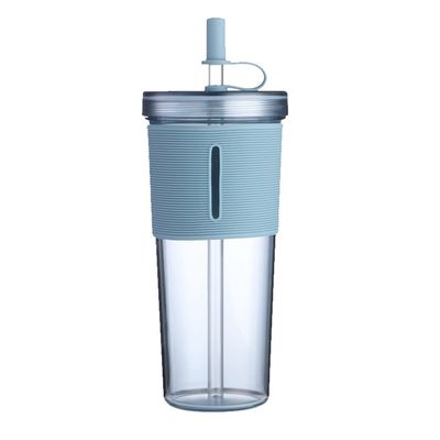 En verano es imprescindible 700 ml de jugo limpio sin BPA Botella de agua potable con manga de paja