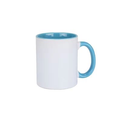 Taza de café de color cerámica de 11 oz con soporte de mano en blanco de sublimación en diseño moderno