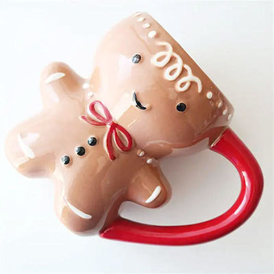 HANDGRIP dibujos animados en 3D 10oz Regalios lindos Cerámica Pan de jengibre hombre Taza de café para Navidad