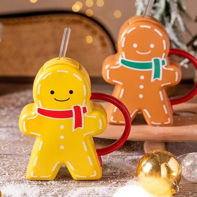 Copo de cerámica de forma de pan de jengibre de Navidad Regalo Taza de café para bebidas sostenibles Tipo