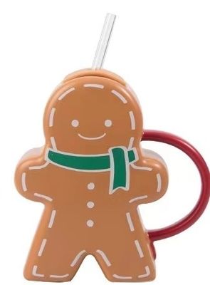 Copo de cerámica de forma de pan de jengibre de Navidad Regalo Taza de café para bebidas sostenibles Tipo