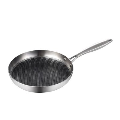 Pans de freír Skillets 22/24/26/28cm Pans de freír de acero inoxidable con tapa de vidrio y cubierta de olla