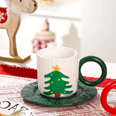 Estilo de Navidad con logotipo personalizado de Santa Claus y patrón de árbol