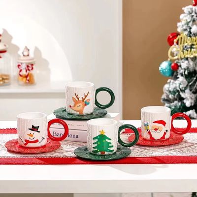 Taza de Navidad Decoración para el hogar Taza de venado para el estilo europeo Conjunto de vajilla de Santa Cerámica