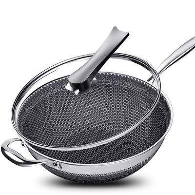 Revestimiento interior antiadherente Wok de acero inoxidable con calentamiento rápido y modelos personalizables