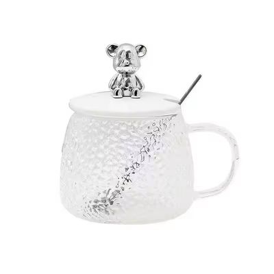 Diseño minimalista Taza de café de vidrio con tapa de mango Cuchara de alta apariencia Capacidad 380ml
