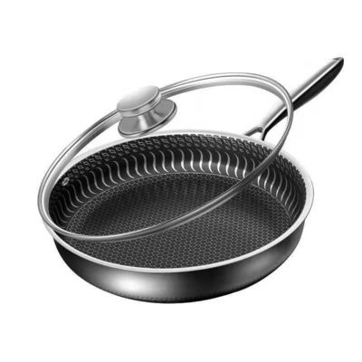 Una manija de acero inoxidable 3 capas de panela de cocina de panal de miel antiadherente para utensilios de cocina duraderos