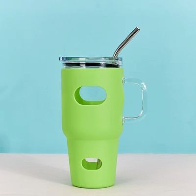 Sublimación de grado alimenticio 32 oz Tumbler de vidrio con tapa de madera y paja Ecológico