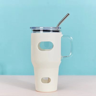 Sublimación de grado alimenticio 32 oz Tumbler de vidrio con tapa de madera y paja Ecológico