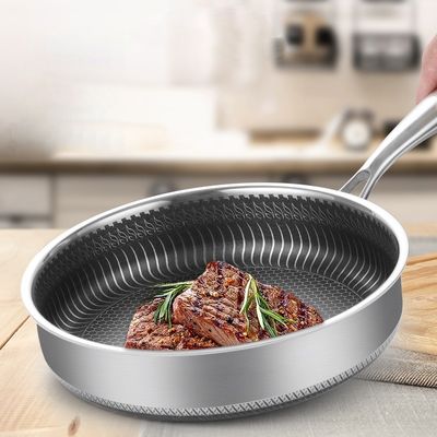 Una manija de acero inoxidable 3 capas de panela de cocina de panal de miel antiadherente para utensilios de cocina duraderos
