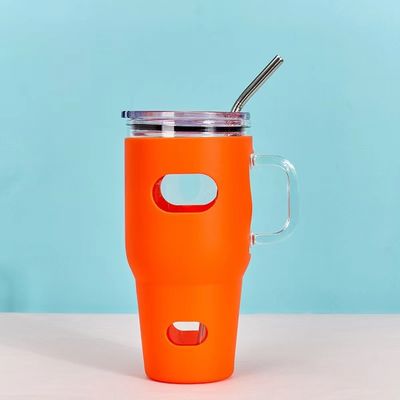 Grado alimenticio 32 oz Sublimación de tumbler de vidrio con tapa de madera y color personalizado de paja