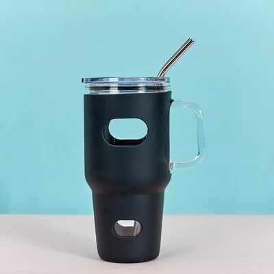 Grado alimenticio 32 oz Sublimación de tumbler de vidrio con tapa de madera y color personalizado de paja