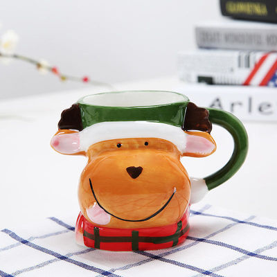 Taza de cerámica de Navidad personalizada con diseño de dibujos animados en 3D y color personalizado
