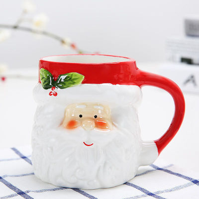 Taza de cerámica de Navidad personalizada con diseño de dibujos animados en 3D y color personalizado