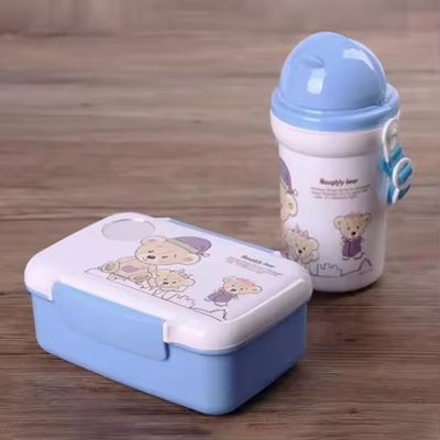 500 ml de caldera de paja caja de plástico para el almuerzo con taza de agua perfecto para la variedad de almuerzo