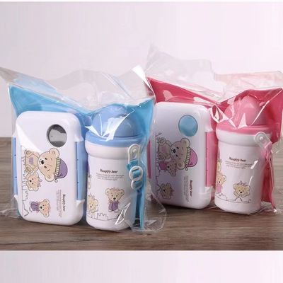 500 ml de caldera de paja caja de plástico para el almuerzo con taza de agua perfecto para la variedad de almuerzo