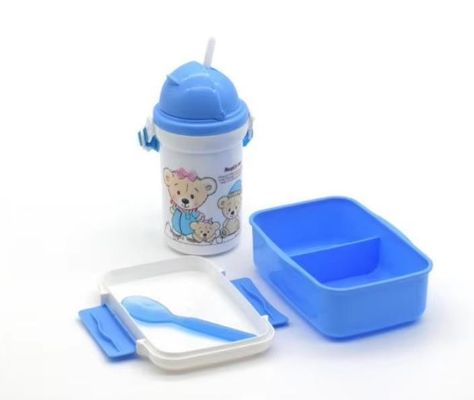 500 ml de caldera de paja caja de plástico para el almuerzo con taza de agua perfecto para la variedad de almuerzo