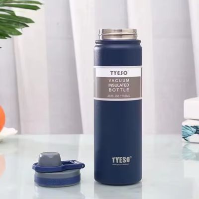 Flasco térmico de acero inoxidable de pared doble con boca ancha y tapa