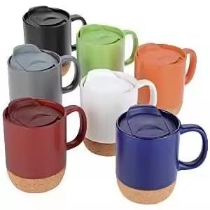 Estilo de diseño minimalista Taza de cerámica grande de 400 ml con fondo de corcho para té y café