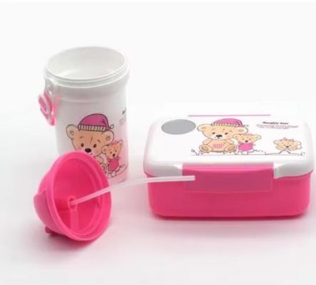 17*12*6.5cm Diseño de dibujos animados de plástico Niños lindos Bento Box Con botella de agua