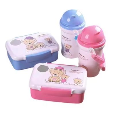 Logotipo personalizado Acceptable para niños Cartón de la caja del almuerzo Con 500 ml de caldera de paja
