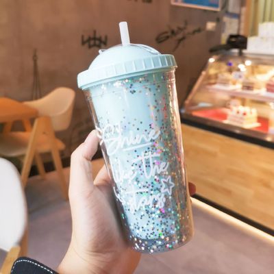 Double Wall 550ml Bpa Free Glitter helado tumbler para viajes amigables