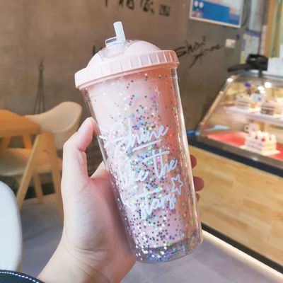Double Wall 550ml Bpa Free Glitter helado tumbler para viajes amigables
