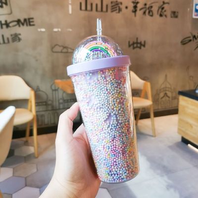Double Wall 550ml Bpa Free Glitter helado tumbler para viajes amigables