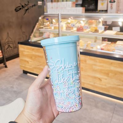 Double Wall 550ml Bpa Free Glitter helado tumbler para viajes amigables