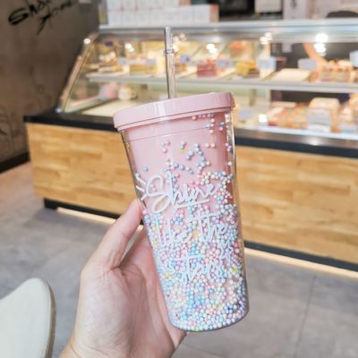 Double Wall 550ml Bpa Free Glitter helado tumbler para viajes amigables