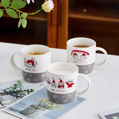 Logotipo personalizado 14 oz Cerámica Copa de Navidad Portátil Reutilizable Divertida Taza de Chocolate Regalo de Navidad