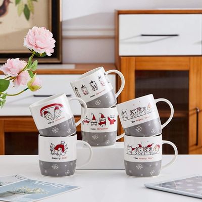 Logotipo personalizado 14 oz Cerámica Copa de Navidad Portátil Reutilizable Divertida Taza de Chocolate Regalo de Navidad