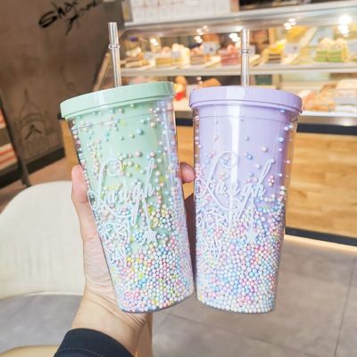 Estilo de diseño minimalista Double Wall Juice Tumbler con paja para la comodidad de las niñas