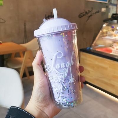 Estilo de diseño minimalista Double Wall Juice Tumbler con paja para la comodidad de las niñas