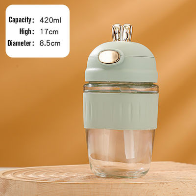 Logotipo personalizado aceptable portátil reutilizable copa de agua de vidrio ecológica con paja