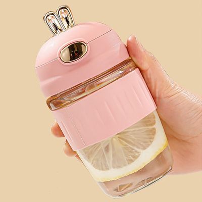 Logotipo personalizado aceptable 420ml de vidrio orejas de conejo silicona para el regalo delicado