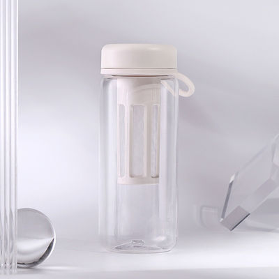 Botella de agua de plástico portátil estilo simple con infusora de té y 450ml/600ml de capacidad