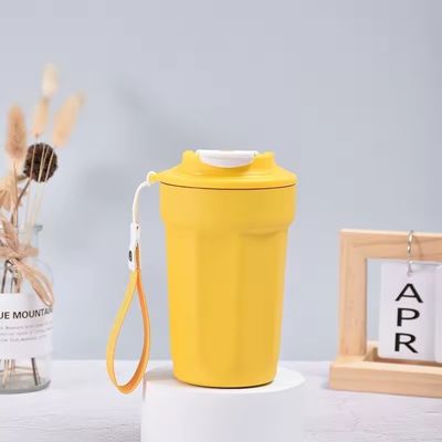 Taza de viaje de acero inoxidable 420ml con tapa y cuerda con cuerda