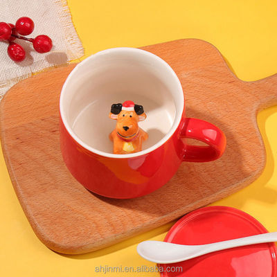 Tazas de cerámica hechas a mano para bebidas de animales 3D para el regalo de té y café