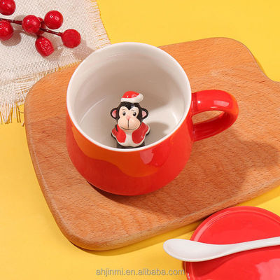 Tazas de cerámica hechas a mano para bebidas de animales 3D para el regalo de té y café