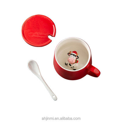 Tazas de cerámica hechas a mano para bebidas de animales 3D para el regalo de té y café