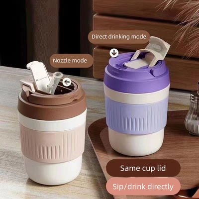 400 ml/550 ml Capacidad Portable de vidrio multifuncional Taza de café de vidrio lindo con paja