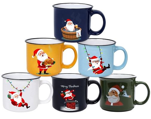 14 oz de cerámica a prueba de caídas copa de agua de Navidad con mango para la leche de Santa y galletas
