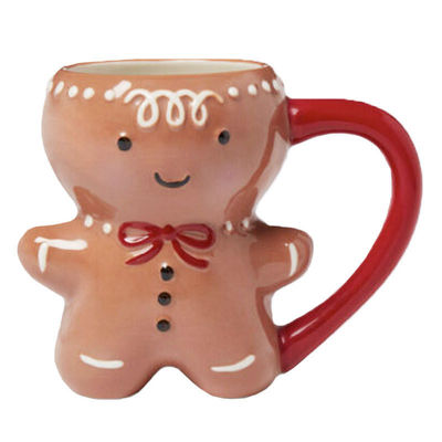 Día de Navidad Personalizado 300 ml Dulce Pan de jengibre En forma de hombre Cuddle Cup Cerámica Taza de café
