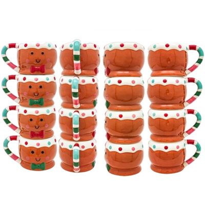 Día de Navidad Personalizado 300 ml Dulce Pan de jengibre En forma de hombre Cuddle Cup Cerámica Taza de café